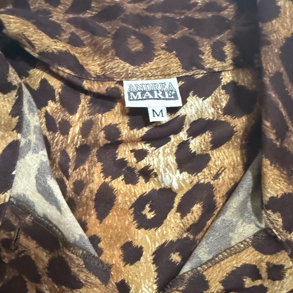 3/$10 Andrea Mare Leopard Print Button Down Long Sleeve - Picture 4 of 5